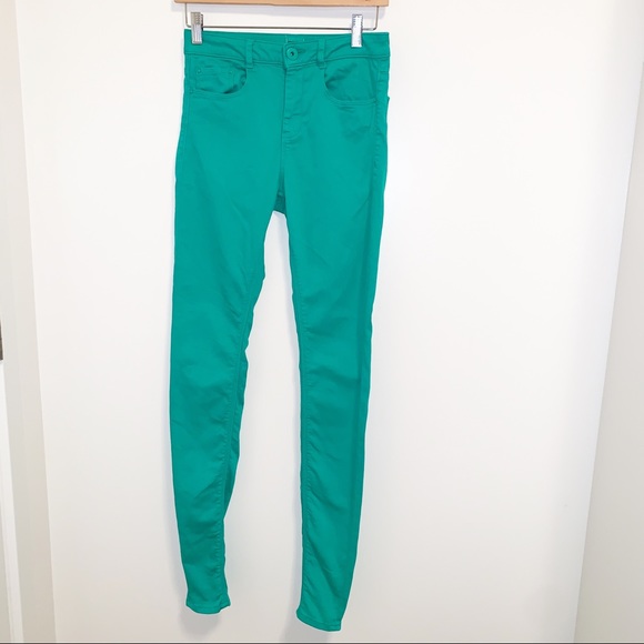 ASOS Ridley High Waist Ultra Skinny Green Jeans-4L - Picture 3 of 10